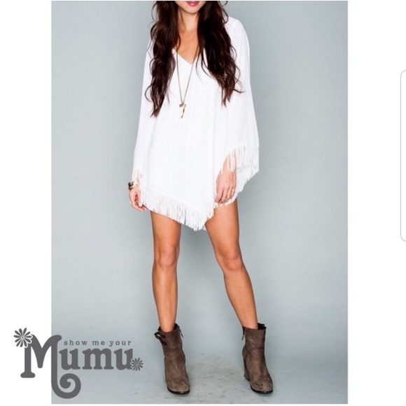 Show Me Your MuMu Dresses & Skirts - Show Me Your Mumu Rodeo Fringe Dress White Medium
